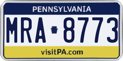 PA license plate MRA8773
