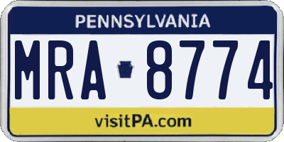 PA license plate MRA8774