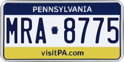PA license plate MRA8775