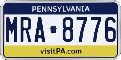 PA license plate MRA8776