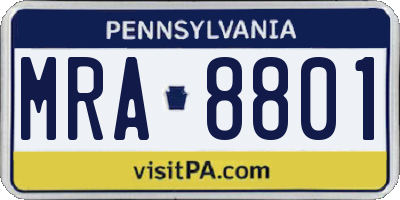PA license plate MRA8801