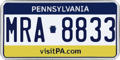 PA license plate MRA8833
