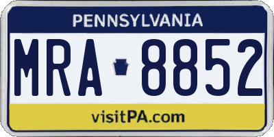 PA license plate MRA8852