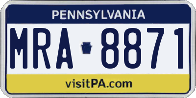 PA license plate MRA8871