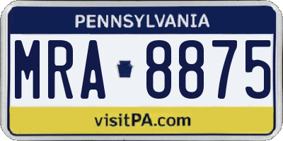 PA license plate MRA8875