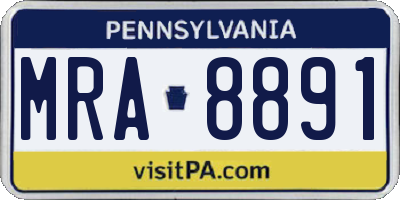 PA license plate MRA8891