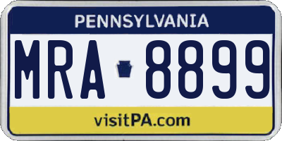 PA license plate MRA8899