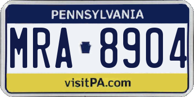 PA license plate MRA8904