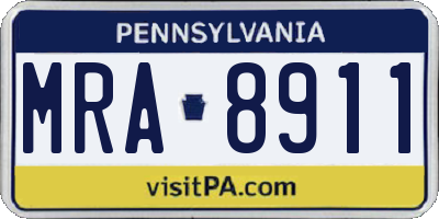 PA license plate MRA8911