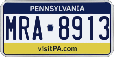PA license plate MRA8913