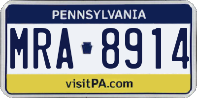 PA license plate MRA8914