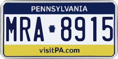 PA license plate MRA8915