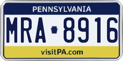 PA license plate MRA8916