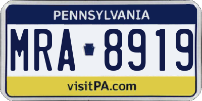 PA license plate MRA8919