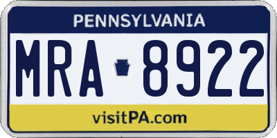 PA license plate MRA8922