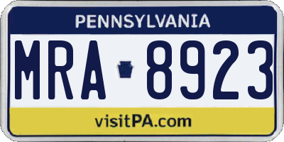 PA license plate MRA8923