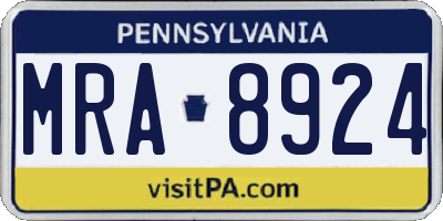 PA license plate MRA8924