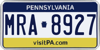 PA license plate MRA8927