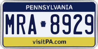 PA license plate MRA8929