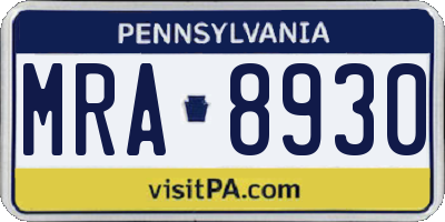 PA license plate MRA8930
