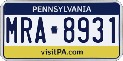 PA license plate MRA8931