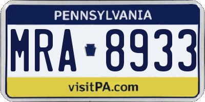PA license plate MRA8933