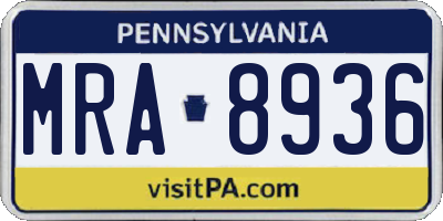 PA license plate MRA8936