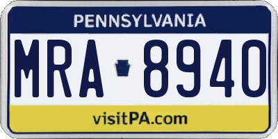 PA license plate MRA8940