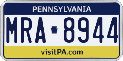 PA license plate MRA8944