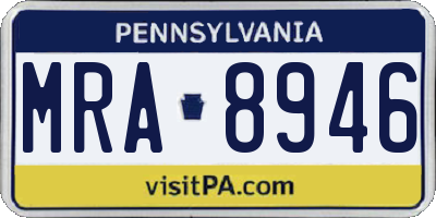 PA license plate MRA8946