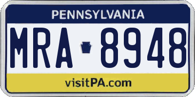 PA license plate MRA8948