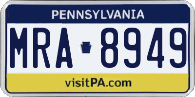 PA license plate MRA8949