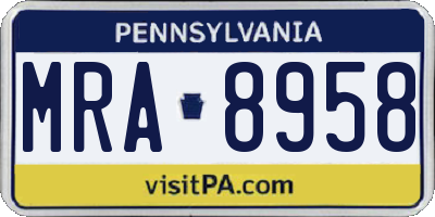 PA license plate MRA8958