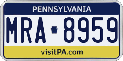 PA license plate MRA8959