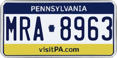 PA license plate MRA8963