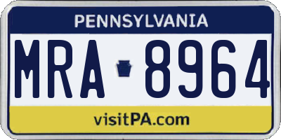 PA license plate MRA8964
