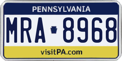 PA license plate MRA8968