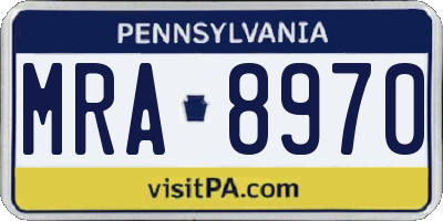 PA license plate MRA8970