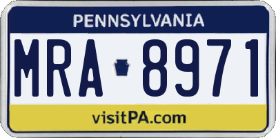 PA license plate MRA8971