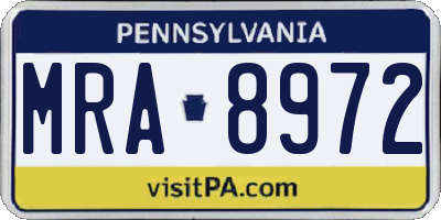 PA license plate MRA8972