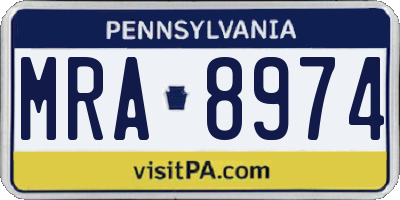 PA license plate MRA8974