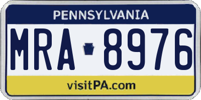 PA license plate MRA8976