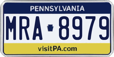 PA license plate MRA8979