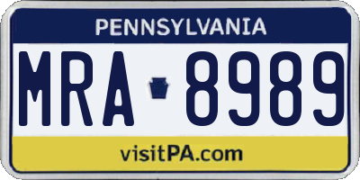 PA license plate MRA8989