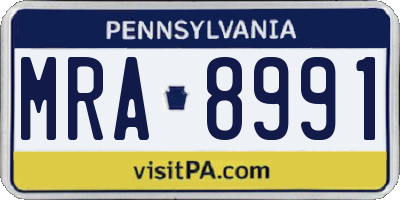 PA license plate MRA8991