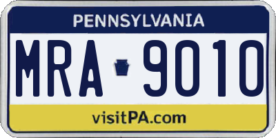 PA license plate MRA9010