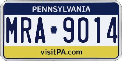 PA license plate MRA9014
