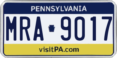 PA license plate MRA9017