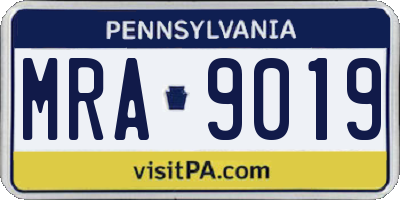 PA license plate MRA9019