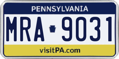 PA license plate MRA9031